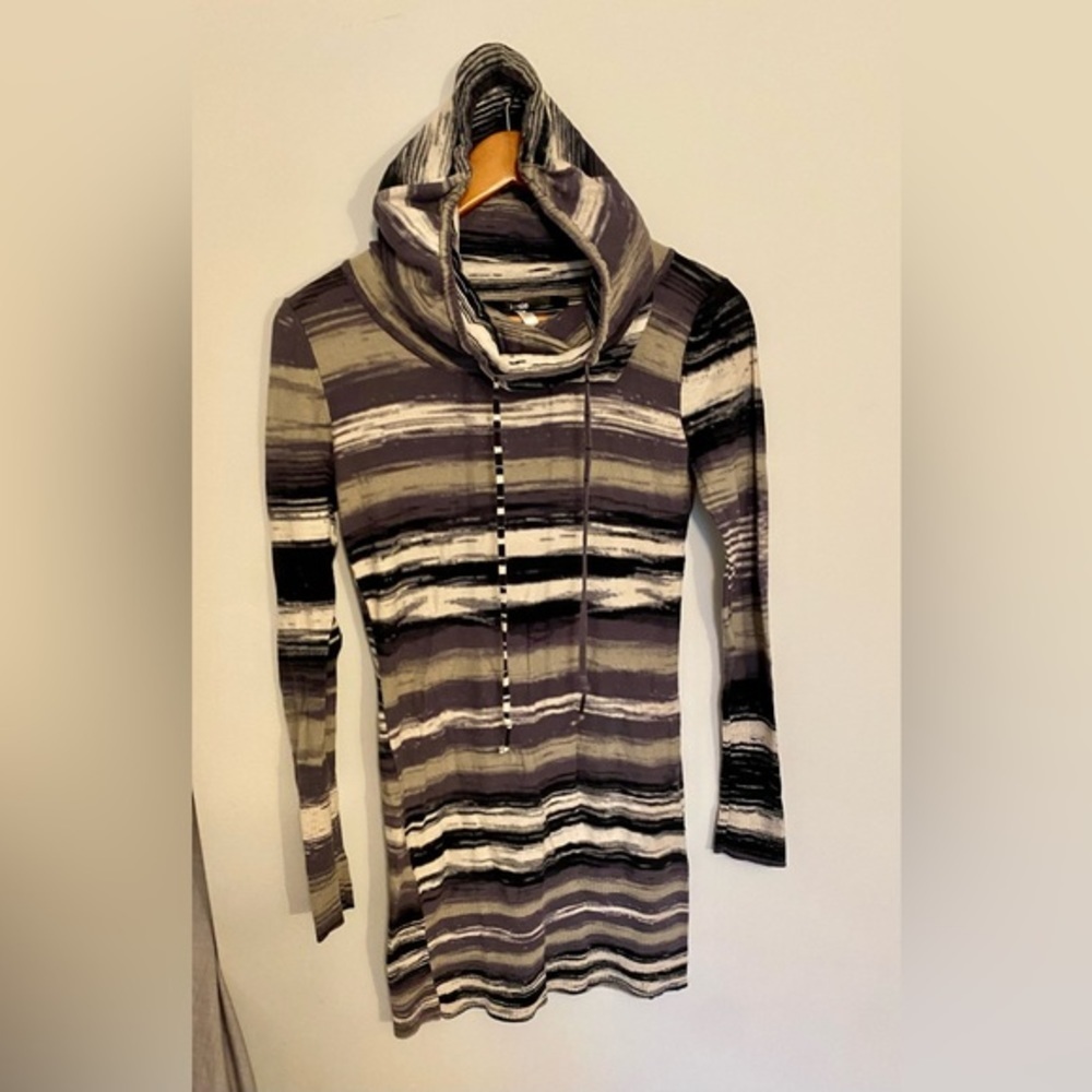 Y2K Vintage 2000s Kensie Sweater Dress Hood Cowl Neck Size Small - Picture 6 of 9